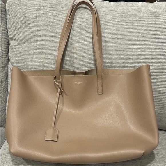 Saint Laurent Tan Leather Tote Bag with Double Handles - Picture 1 of 6